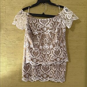 Elegant Lace Overlay Skirt Set